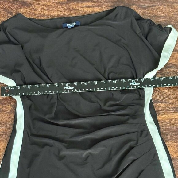 Chaps Black Dress with White Details - Picture 4 of 5